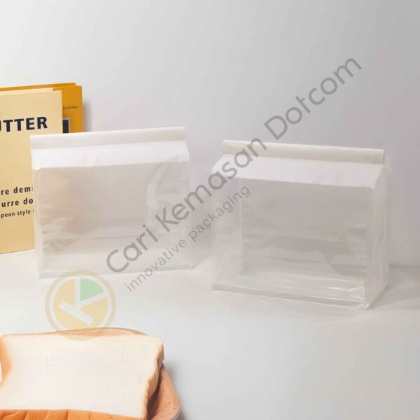 Kantong Roti + Tin Tie Putih Transparan Ukuran 220 x 270 x 110 mm - Image 2