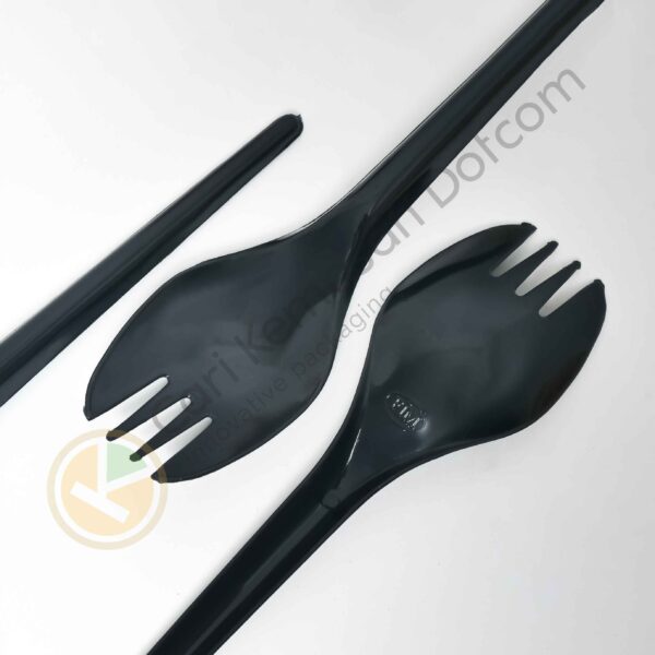 SPORK/HALF FORK HITAM ISI 25 Ukuran 170 mm