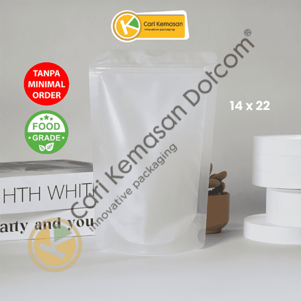 Standing Pouch Ziplock Matte Transparant Ukuran 140 x 220 mm