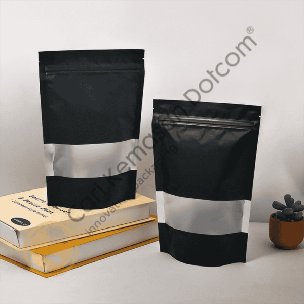 Standing Pouch Ziplock Window Hitam Ukuran 120 x 200 mm - Image 3