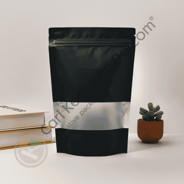 Standing Pouch Ziplock Window Hitam Ukuran 120 x 200 mm - Image 2